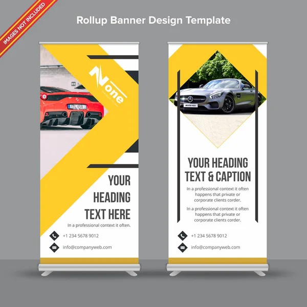 Modern Rollup Banner sarı ve gri geometrik şekillerde