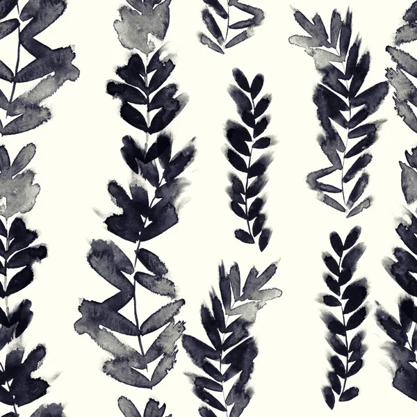 Watercolour Hand Drawn Repeat Seamless Pattern Leaves — Stock Photo, Image