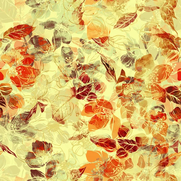 梅の花と葉を開花の出版社とのシームレスなパターン — ストック写真