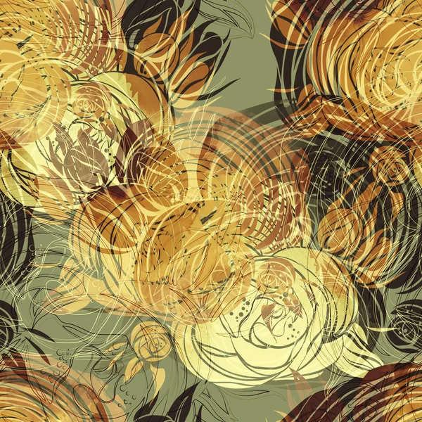 Seamless Pattern Naive Abstract Roses Yellow Background — Stock Photo, Image