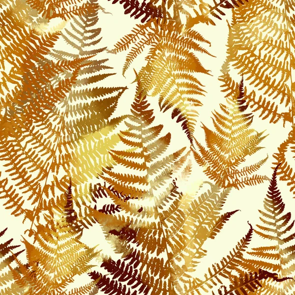 Seamless Pattern Yellow Fern Leaves Light Background — Stock Photo, Image