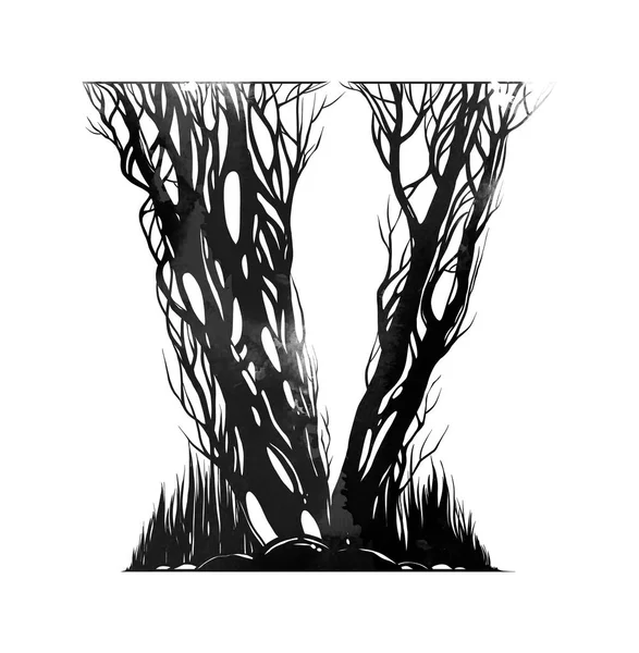 Літера Художнього Алфавіту Гілок Дерев Акварельна Рука Намальована Ілюстрація — стокове фото