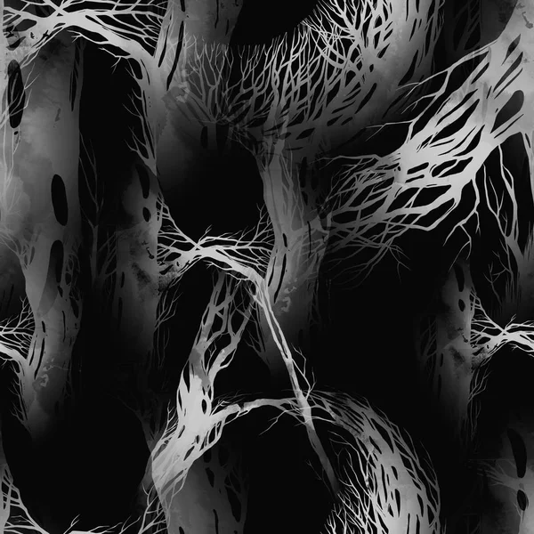 Nahtloses Muster Mit Ästen Von Bäumen Dunklen Farben — Stockfoto
