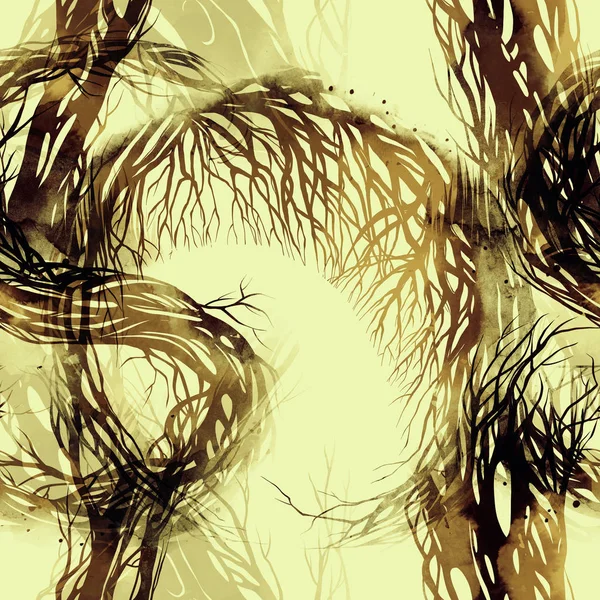 魔法の枝のベージュのシームレス パターン — ストック写真