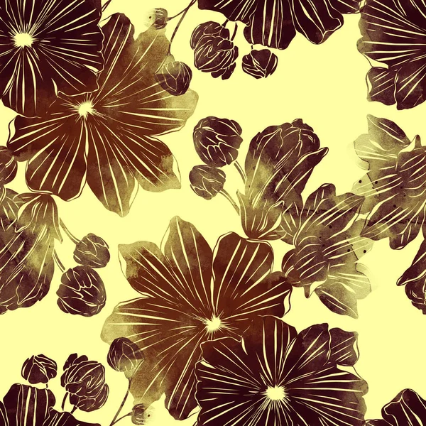 Abstract Vintage Flowers Brown Colours — Stock Photo, Image