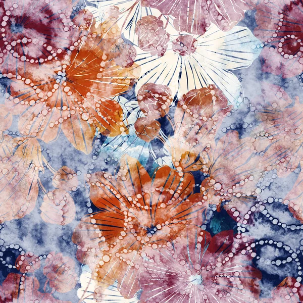 ヴィンテージの花の暗い色のシームレス パターン — ストック写真