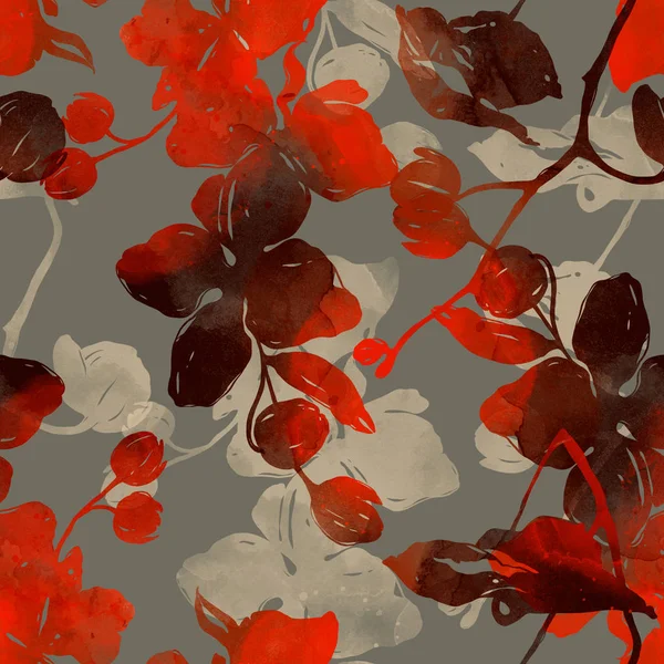 Imprime Orquídeas Misturar Padrão Sem Costura Repetida Imagem Digital Desenhada — Fotografia de Stock