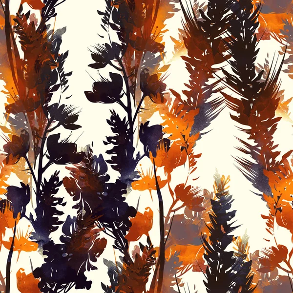 秋の草原の草と花のミックス シームレスなパターンを繰り返される — ストック写真