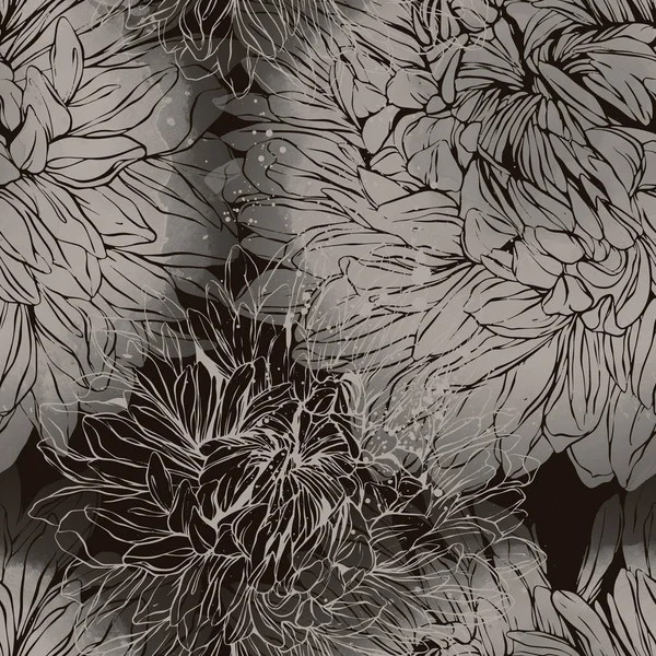 Tierno Japonés Muchos Pétalos Crisantemo Mezcla Patrón Sin Costura Repetida —  Fotos de Stock