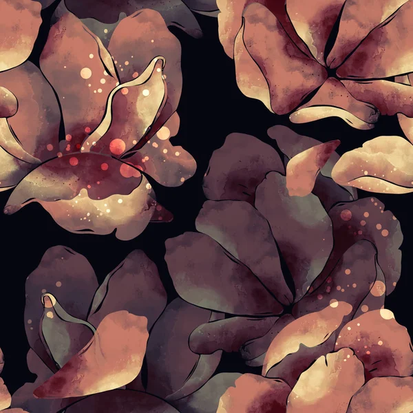 Отпечаток Абстрактного Цветка Тонкими Лепестками Повторяет Бесшовный Рисунок Цифровая Фотография — стоковое фото