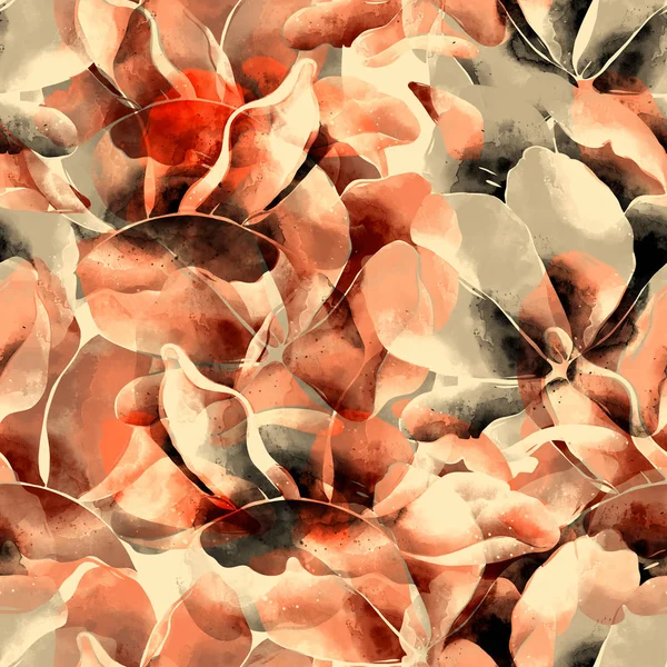 imprints abstract flower with delicate petals mix repeat seamless pattern. digital hand drawn picture with watercolour