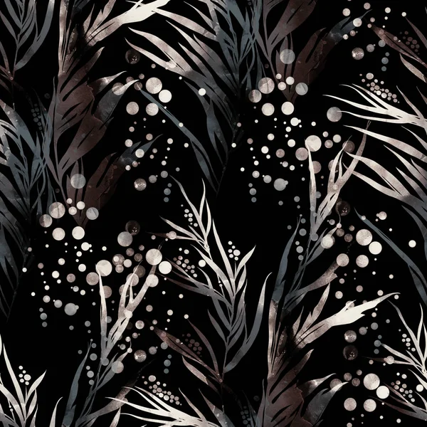 出版社川藻は 繰り返しのシームレスなパターンをミックスします デジタル手描き水彩テクスチャ画像 ミクスト メディア — ストック写真