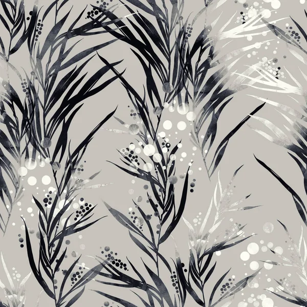 Imprints River Algae Mix Repeat Seamless Pattern Digital Hand Drawn — Stock Photo, Image