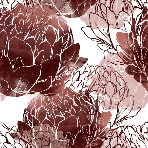 Pfingstrose Blumen Nahtloses Muster — Stockfoto