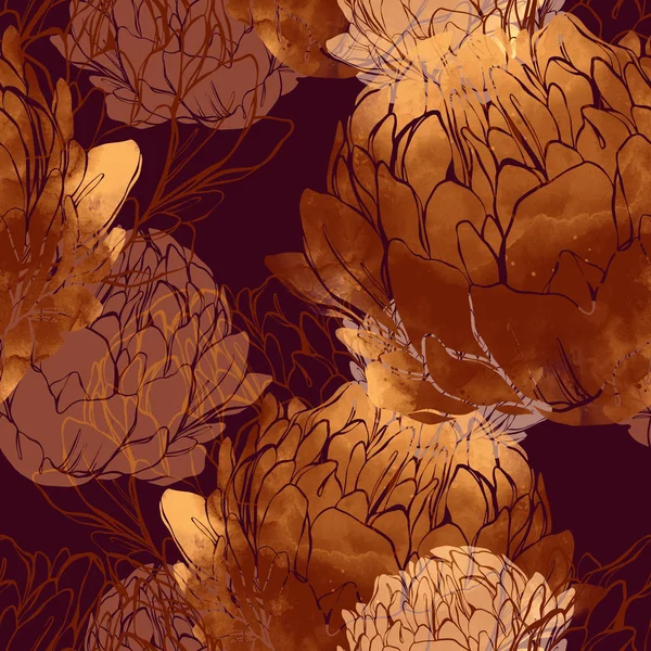 Peony Flowers Seamless Pattern — Stock Photo, Image