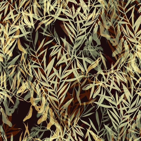 Strukturierte Blätter Nahtloses Muster — Stockfoto