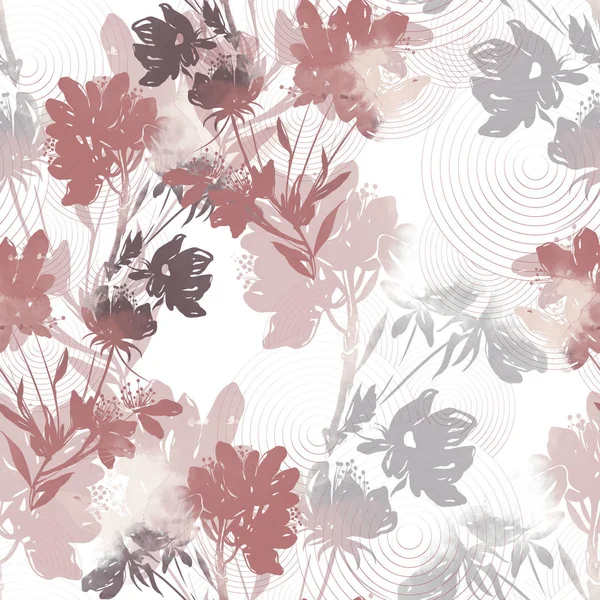 Siluetas Abstractas Flores Sakura Patrón Sin Costura — Foto de Stock