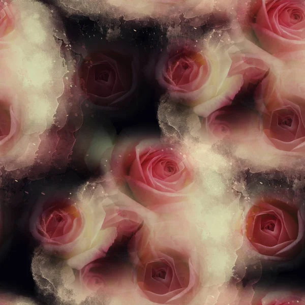 Roses Aquarelle Motif Sans Couture — Photo