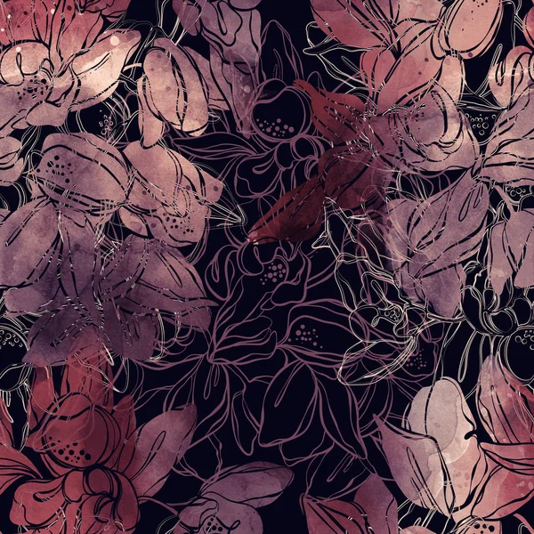 Абстрактний Текстурований Квітковий Безшовний Візерунок — стокове фото