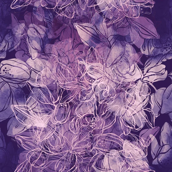 Абстрактный Текстурированный Цветочный Бесшовный Узор — стоковое фото