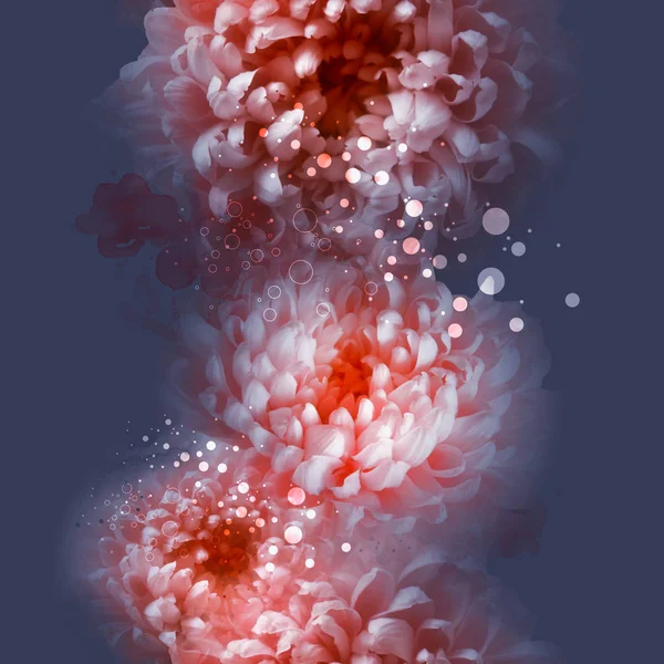 Photo Watercolour Seamless Pattern Chrysanthemums Digital Mixed Media Artwork — Stock Photo, Image