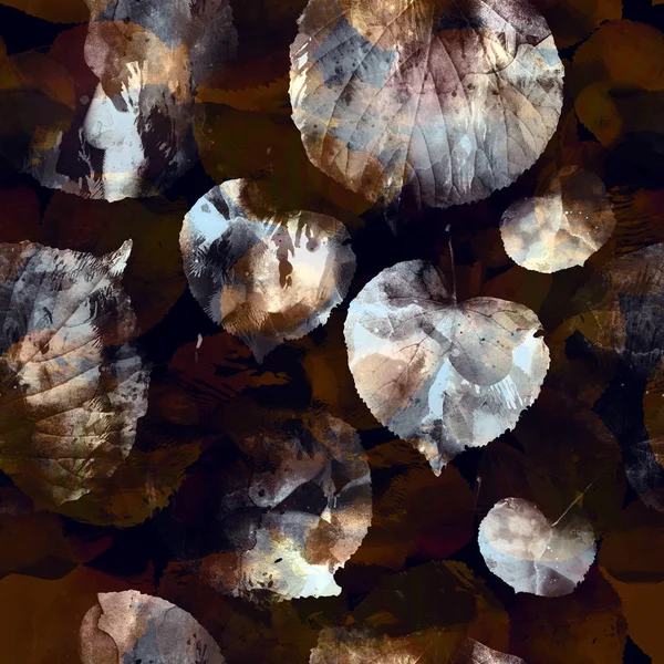 Abstraktní Otisky Podzimu Listy Vzor Bezešvé — Stock fotografie