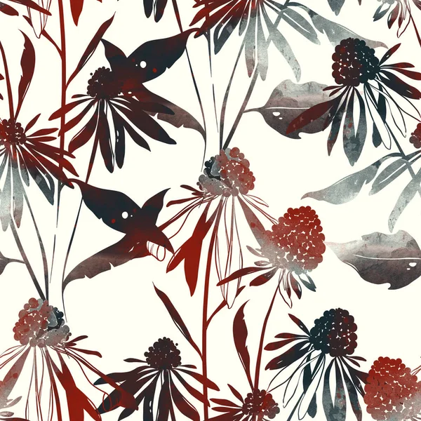 出版社雪の花ミックスは シームレスなパターンを繰り返します デジタル手描き水彩テクスチャ画像 ミクスト メディア — ストック写真