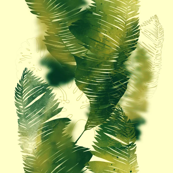 Imprints Abstract Tropical Leaves Mix Repetir Patrón Sin Costuras Cuadro — Foto de Stock