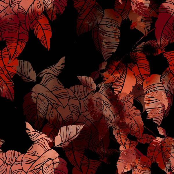 デジタル手描き水彩の葉出版社とのシームレスなパターンを繰り返します — ストック写真