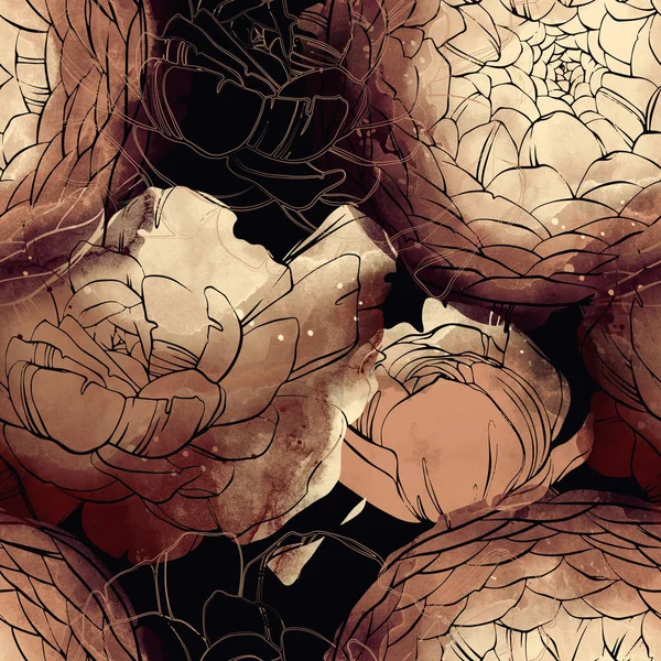 Düğünçiçeği Çiçekler Ile Sorunsuz Çizilmiş Desen — Stok fotoğraf