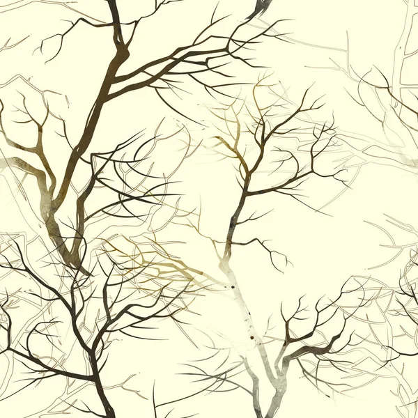 Dry Tree Branches Imprints Seamless Pattern — Stock Photo, Image