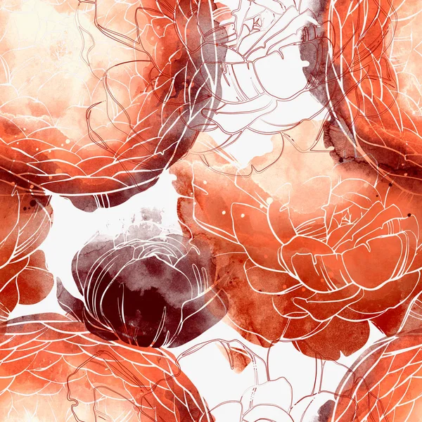 ラナンキュラスの花で描かれたパターンをシームレスな手 — ストック写真