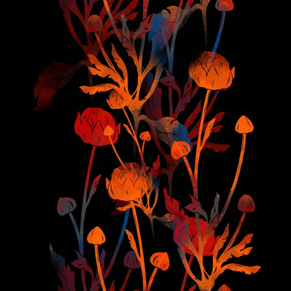 デジタル手野生の花で描かれたパターン — ストック写真