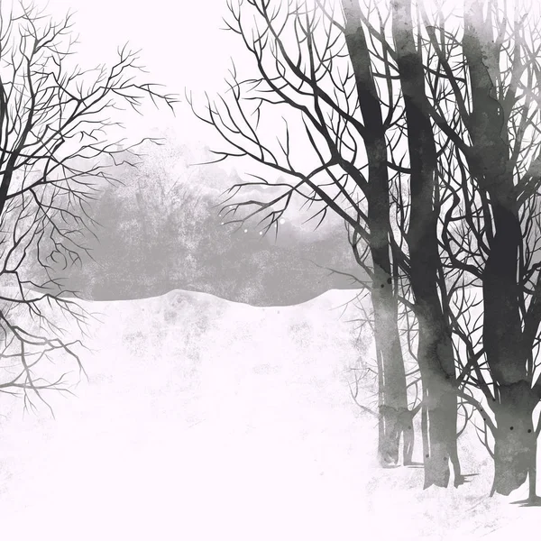 Fundo Sem Costura Inverno Com Árvores Neve Floresta — Fotografia de Stock