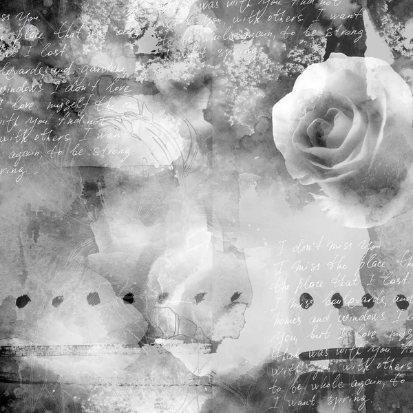 Lost Love Letters Scrapbook Background Letters Flowers Mixed Media Artwork — Stock Photo, Image