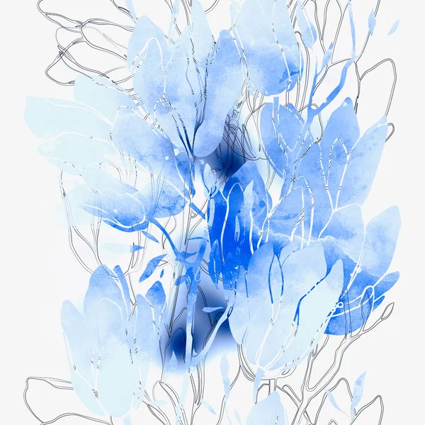 Abdrücke Freesia Blumen Mischen Sich Wiederholen Nahtlose Muster Digitales Handgezeichnetes — Stockfoto