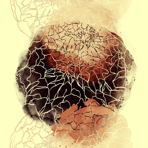 出版社牡丹の芽は 繰り返しのシームレスなパターンをミックスします デジタル手描き水彩テクスチャ画像 ミクスト メディア — ストック写真