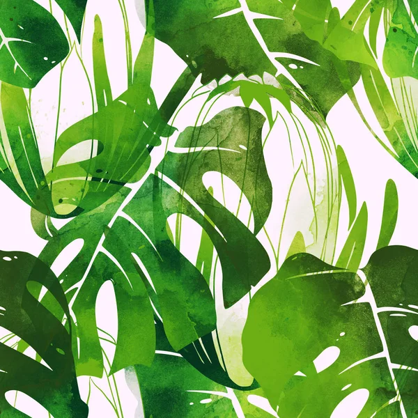 Impronte Protea Monstera Mix Ripetono Modello Senza Soluzione Continuità Disegno — Foto Stock