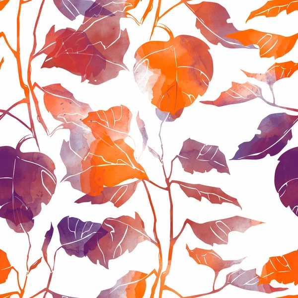 Yaprakları Karışımı Tekrar Seamless Modeli Izlerini Dijital Suluboya Doku Ile — Stok fotoğraf