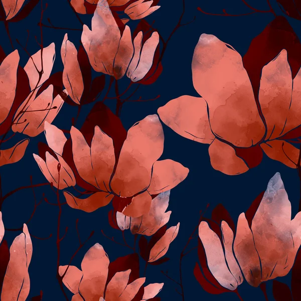 Ενιαίο Μοτίβο Αποτυπώματα Άνοιξη Αφηρημένα Λουλούδια Ψηφιακή Υδατογραφία Υφή — Φωτογραφία Αρχείου