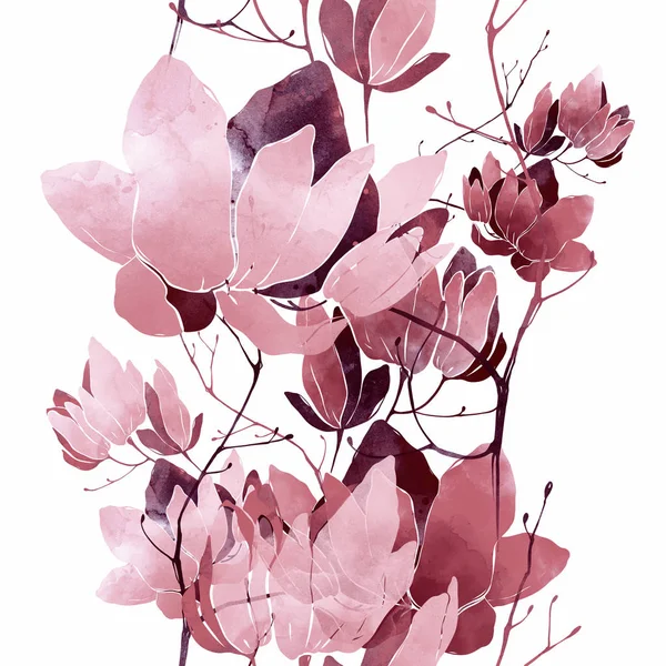 Nahtloses Muster Mit Abdrücken Frühling Abstrakte Blumen Digitale Aquarell Textur — Stockfoto