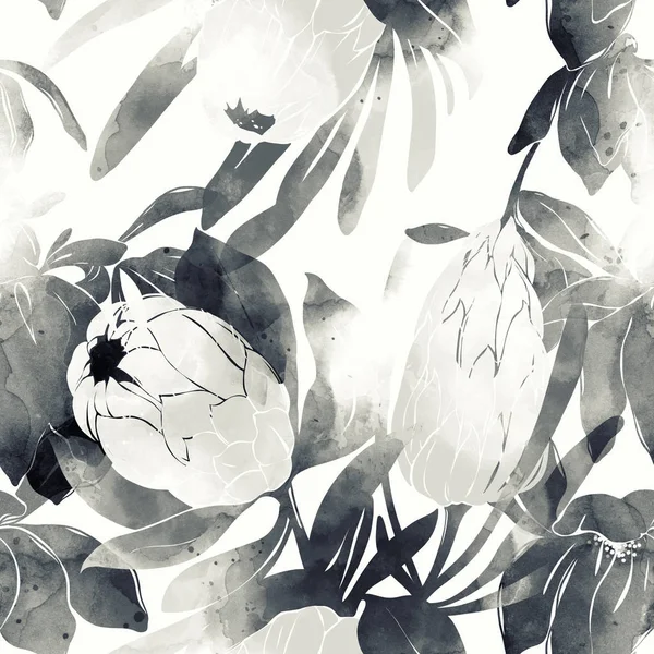Floral Voorjaar Naadloze Patroon Van Bloemen Bladeren Digitale Aquarel Textuur — Stockfoto