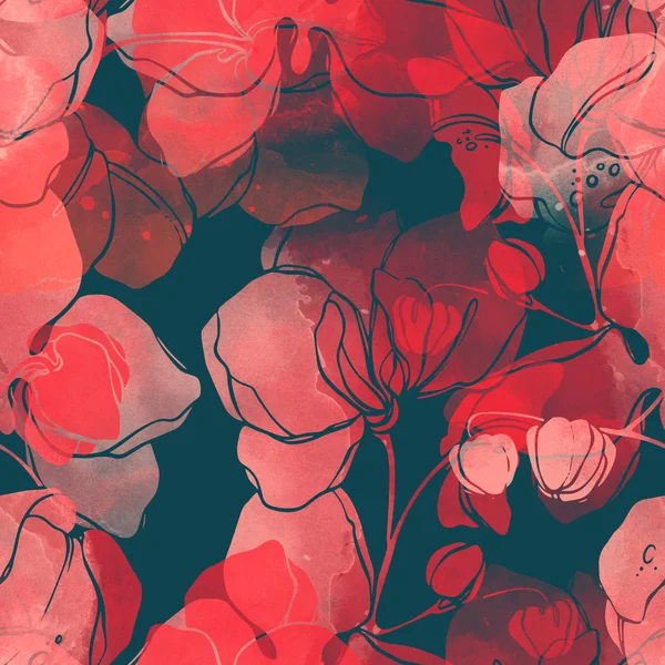 Motif Sans Couture Avec Des Fleurs Orchidée Empreintes — Photo gratuite