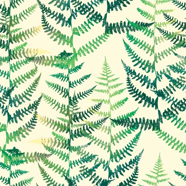 Seamless Pattern Imprints Fern Leaves Digital Watercolour Texture — Stock Photo, Image