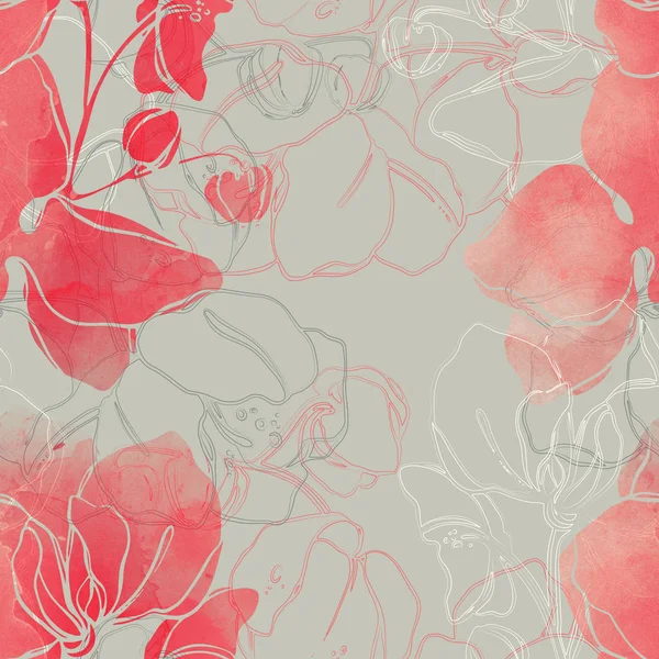 インプリント蘭の花とシームレスなパターン — ストック写真