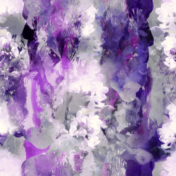 Bloeiende Lila Naadloze Patroon Digitale Aquarel Textuur — Stockfoto