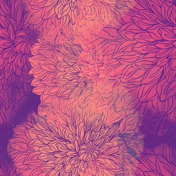 Abdrücke Chrysanthemen Mit Zarten Blütenblättern Mischen Sich Wiederholen Nahtlose Muster — Stockfoto