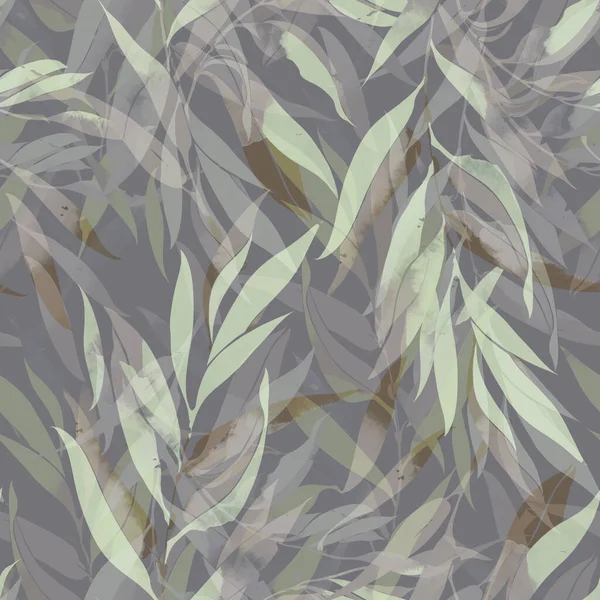 Abdrücke Bambusmix Wiederholen Nahtlose Muster Digitales Handgezeichnetes Bild Mit Aquarellierter — Stockfoto