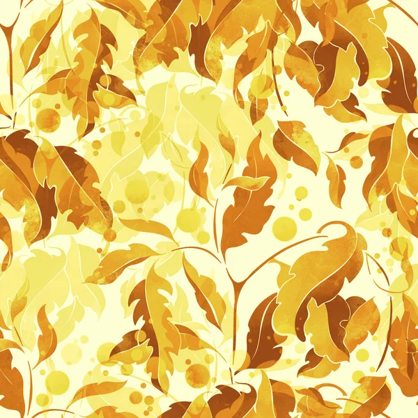 Отпечатков Травы Листьев Бесшовный Узор Цифровой Ручной Рисунок Акварельной Текстурой — стоковое фото