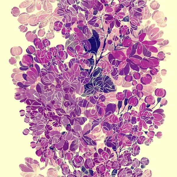 Αποτυπώματα Πασχαλινά Λουλούδια Φύλλα Αναμιγνύουν Επαναλαμβανόμενο Μοτίβο Χωρίς Ραφή Ακουαρέλα — Φωτογραφία Αρχείου